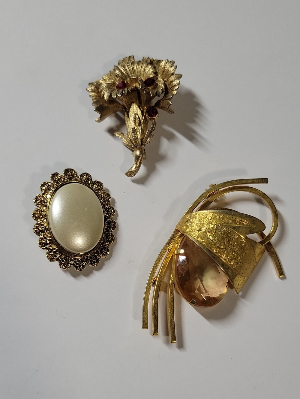 Gold-Tone Floral and Pearl Accent Women's Jewelry Lot